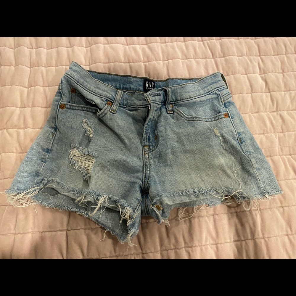 Gap light jean destructed shorts